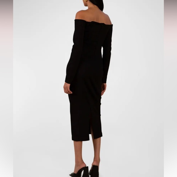Misha Camilina Structured Midi Dress in Black - Picture 3 of 4